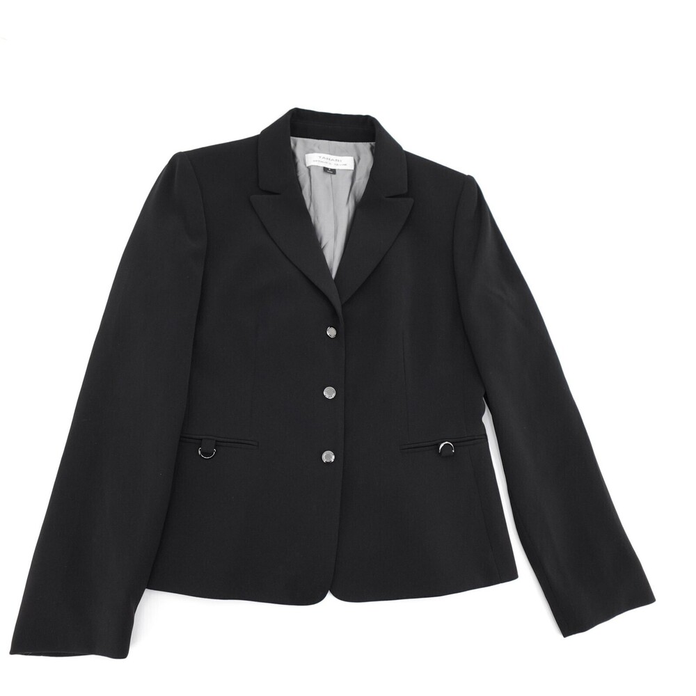 Tahari Arthur S. Levine Blazer Womens 8 Black Four Button Lined Jacket Work